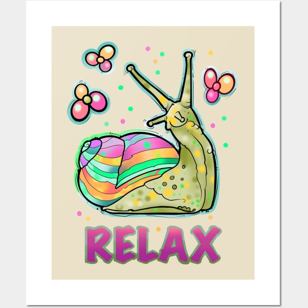 Relax, cute snail design Wall Art by weilertsen